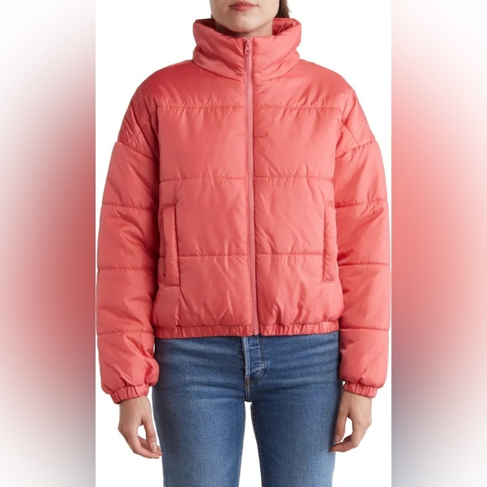 ABOUND Coral Puffer Bomber Jacket Coat - Picture 2 of 7